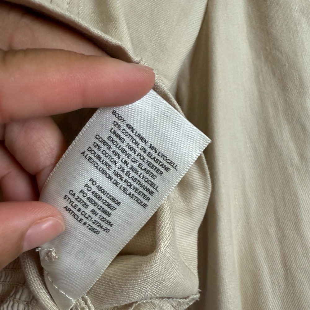 ARITZIA BABATON Blouse Women Size Small Beige Hadwyn Top Longsleeves Linen Blend - Picture 15 of 16